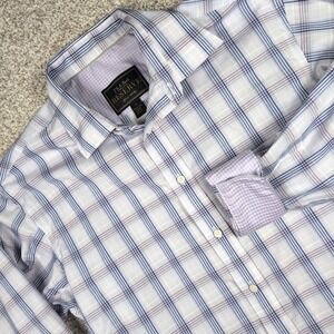 Jos. A. Bank Reserve Mens Plaid Purple Flip‎ Cuff Long Sleeve Button Down Size M